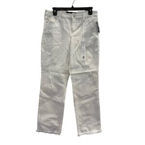 NWT Liverpool Crop Straight Jean Pants Raw Hem Sz 6